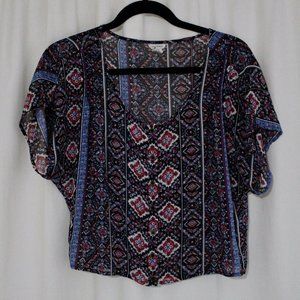 Women's Patterned Crop Blouse
